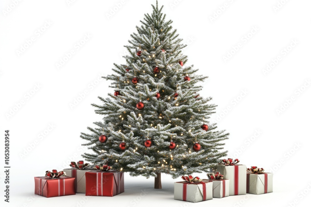 Christmas Tree and Gifts. Over white background Christmas Tree and Gifts. Over white background