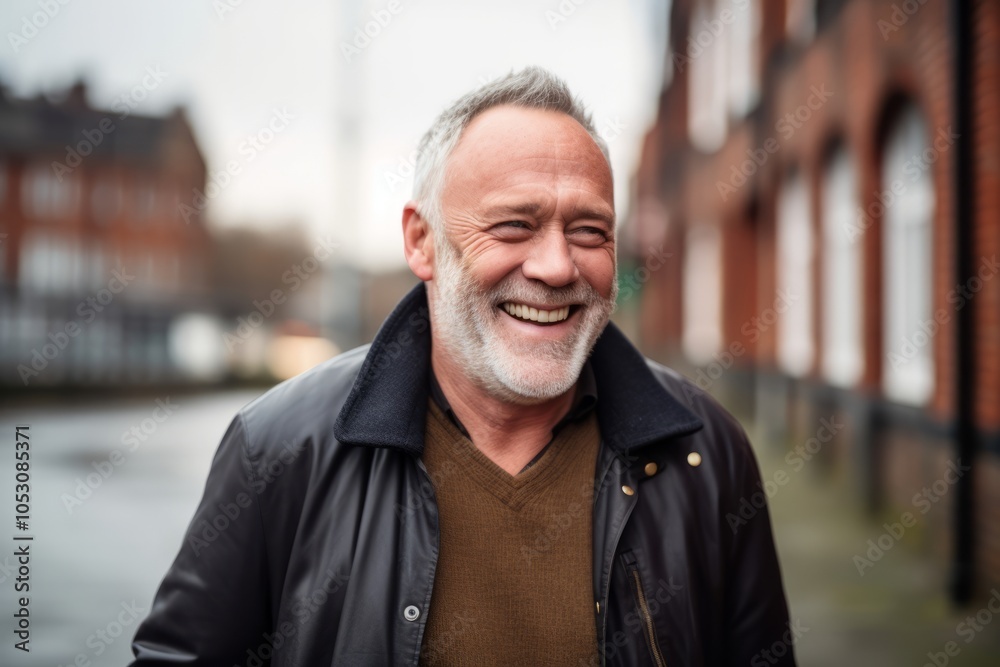 Portrait of senior man with grey beard and mustache in urban background Portrait of senior man with grey beard and mustache in urban background