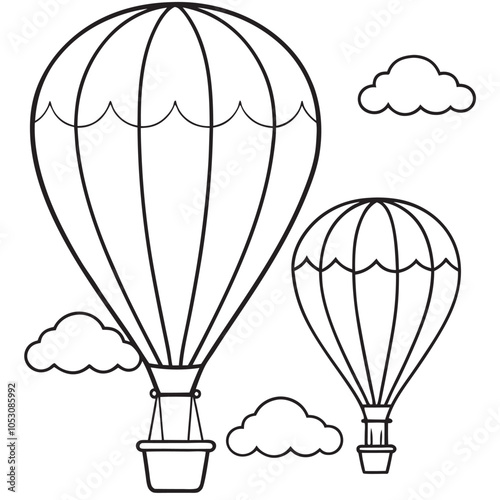 Hot air balloons coloring page vector art illustration coloring book design 