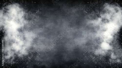 Spectacular night sky, white clouds and bright stars on dark 