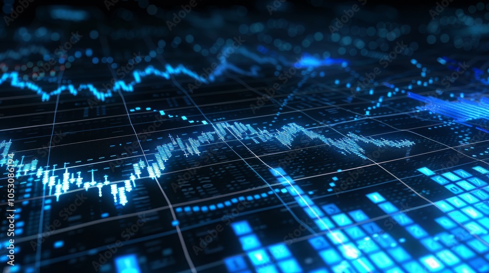 Financial Market  Graph Chart Data Visualization Showing Positive Growth
