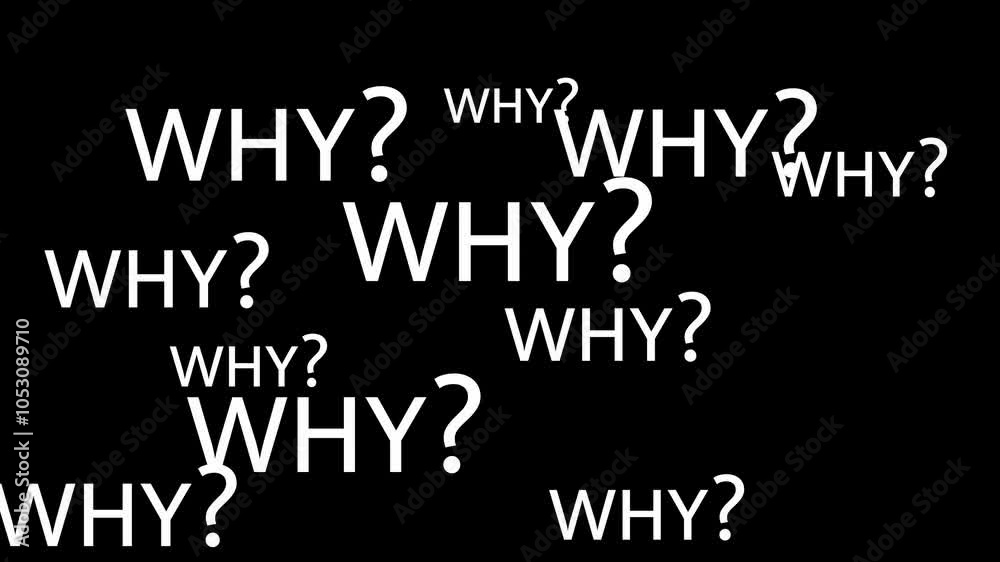Why? Animated question mark marks kinetic moving text background wordcloud Why? Animated question mark marks kinetic moving text background wordcloud