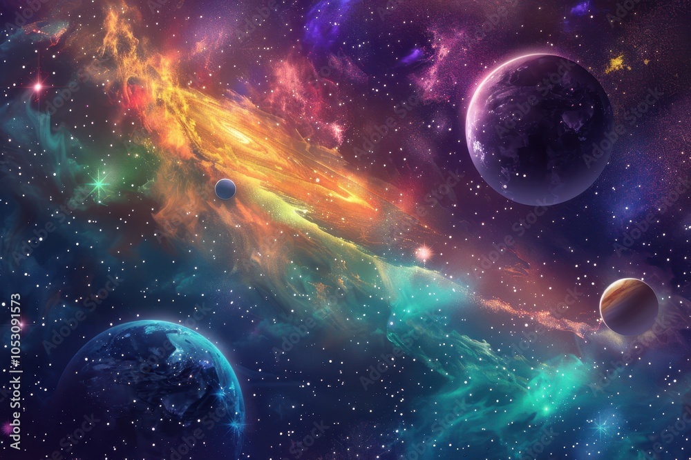 Obraz premium Colorful Space Stars and Planets