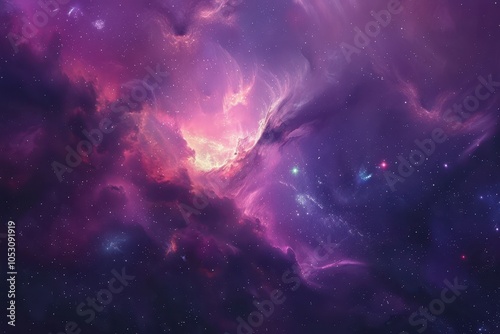 Majestic Purple Nebula with Glowing Stardust and Gaseous Filaments photo