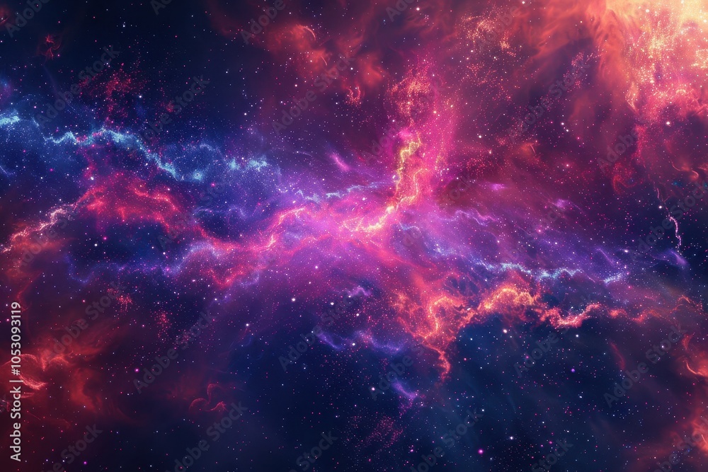 Glowing Nebula and Stars in Deep Space Glowing Nebula and Stars in Deep Space
