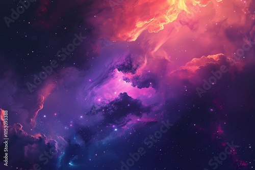 Colorful and vibrant space nebula with bright shining stars