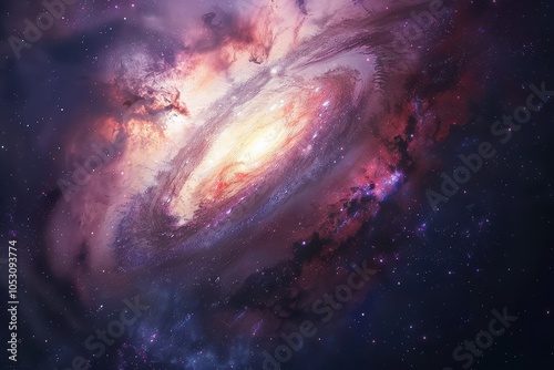 Majestically spiraling galaxy in the deep cosmos, filled with vibrant colors and shining stars.