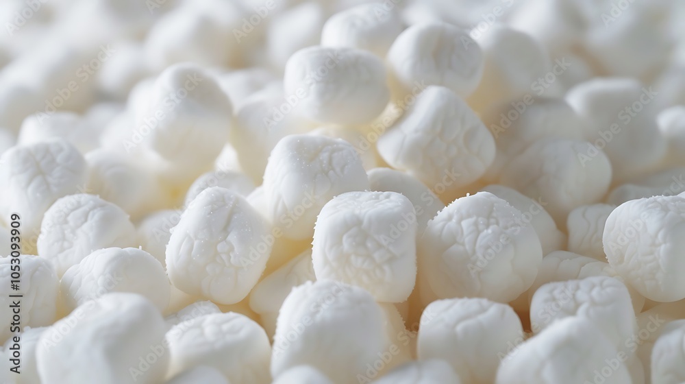 White marshmallows on a white background.
