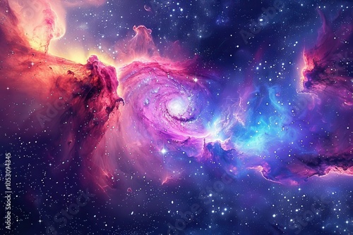Vibrant Space Galaxy with Nebula and Stars