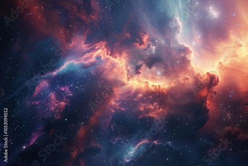 Breathtaking Space Nebula with Vibrant Colors and Glowing Stars