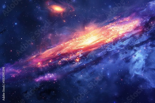 Glowing Nebula and Stars in Deep Space