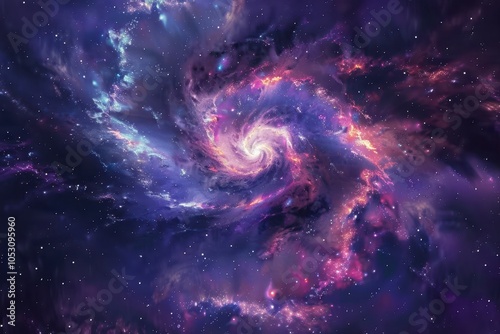 Spiral Galaxy in Deep Space with Vibrant Colors