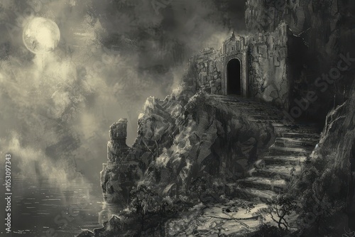 Mysterious Entrance on a Cliffside