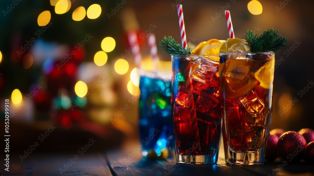 Colorful Holiday Drinks with Bright Garnishes Colorful Holiday Drinks with Bright Garnishes