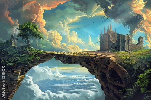 A Crumbling Bridge Over a Sea of Clouds