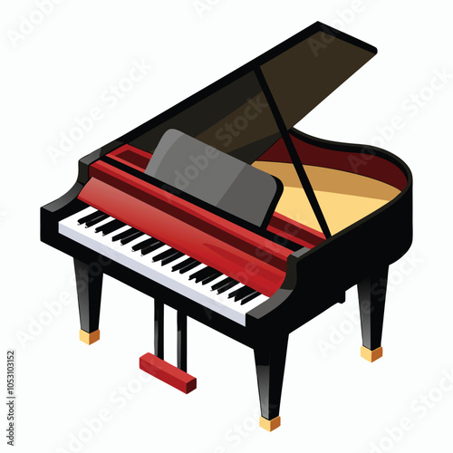 piano on white background 