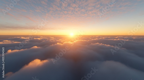 Fiery sunset over a cloudfilled sky, breathtaking display of nature's canvas photo