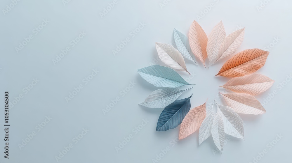 Naklejka premium Pastel Leaves Circle Minimalism