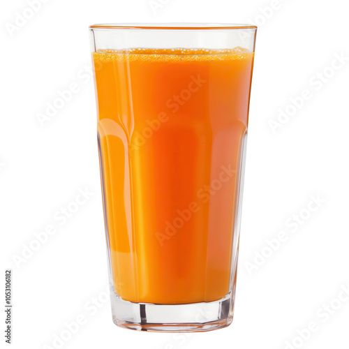 Glass of fresh orange juice on transparent background.