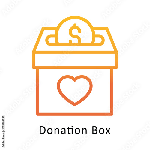 Donation Box vector Outline Gradient Design icon. Volunteering Symbol on White background EPS 10 File