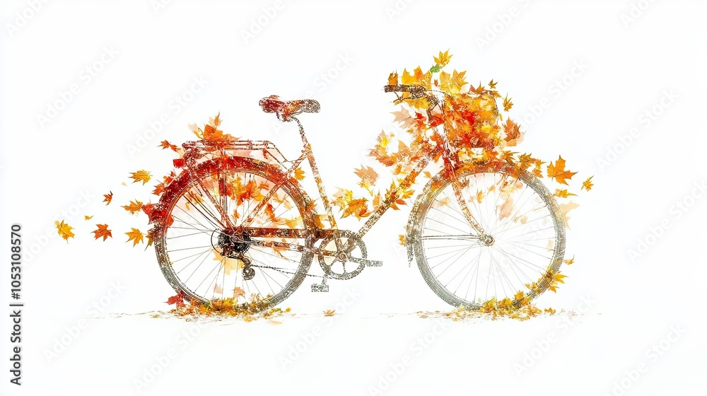 Fototapeta premium Bicycle Silhouette with Autumn Leaves