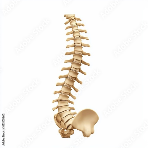 Human spine model displayed on a white isolated background. photo