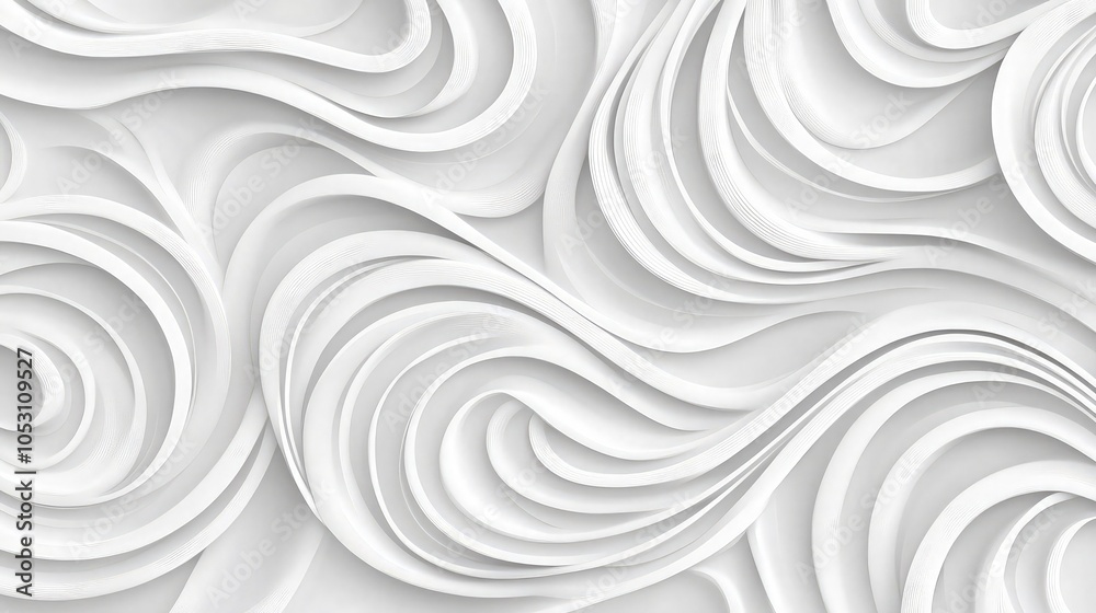 A seamless pattern of white curved lines on a light gray background, forming fluid waves with a modern, sophisticated look A seamless pattern of white curved lines on a light gray background, forming fluid waves with a modern, sophisticated look