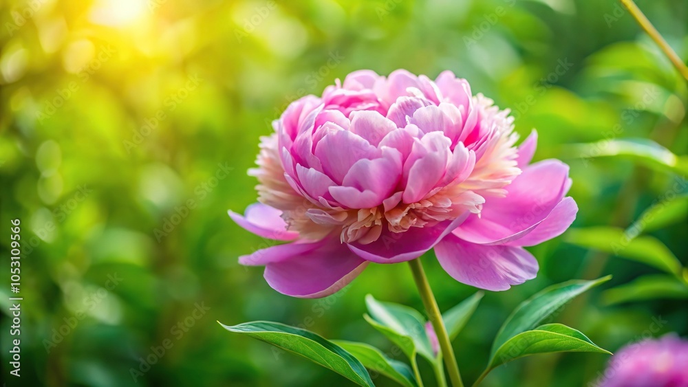 A delicate pink peony flower blooming in a lush green garden, nature photography, peonies A delicate pink peony flower blooming in a lush green garden, nature photography, peonies