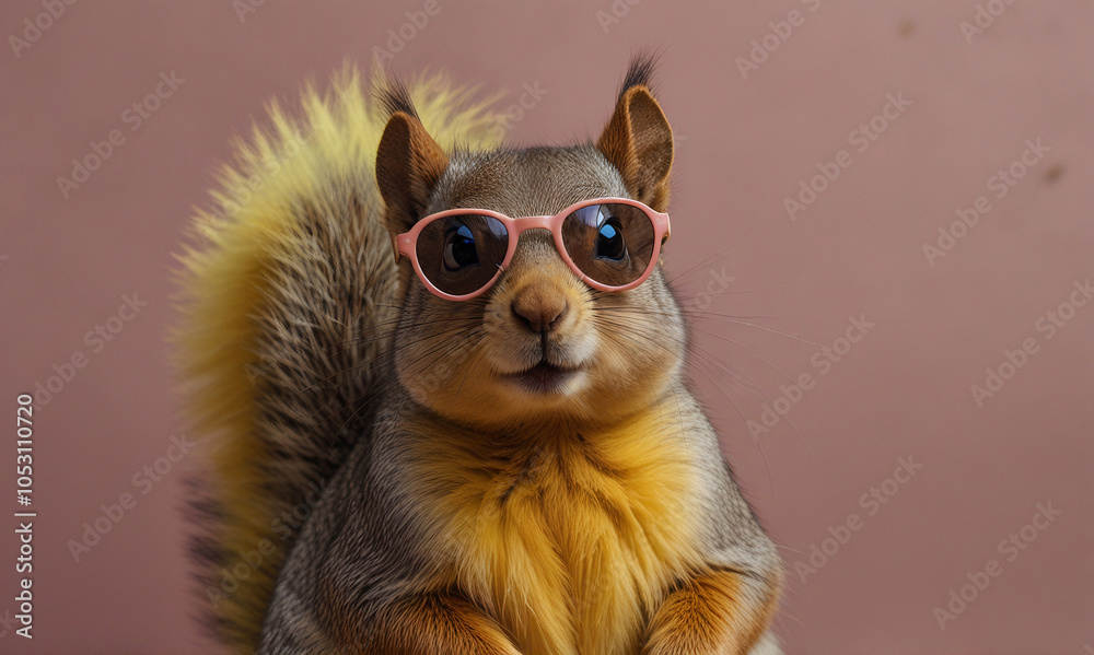 Trendy Squirrel Sporting Pink Sunglasses