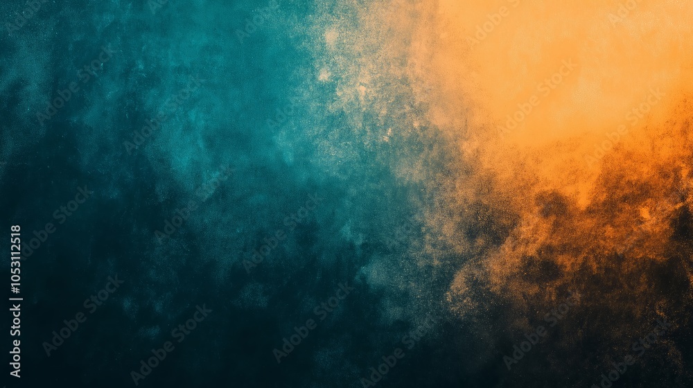 Obraz premium Teal orange black color gradient background, grainy texture effect, poster banner landing page backdrop design.
