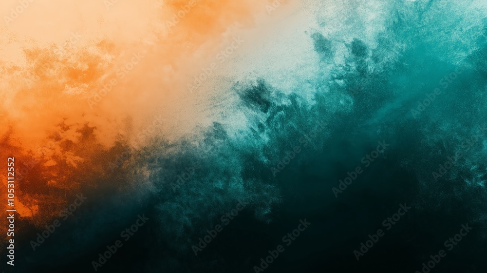 Fototapeta premium Teal orange black color gradient background, grainy texture effect, poster banner landing page backdrop design.