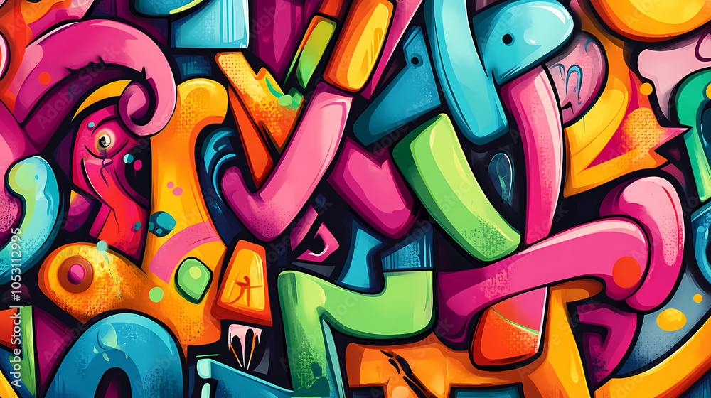 custom made wallpaper toronto digitalAbstract graffiti art background with vibrant colors and street art motifs. Spray Paint Art. Illustration