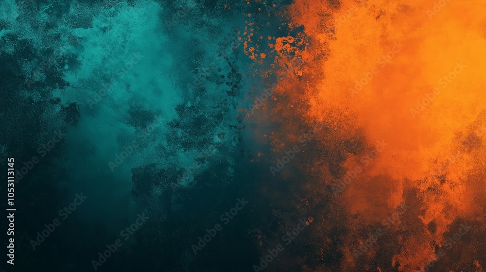 Fototapeta premium Teal orange black color gradient background, grainy texture effect, poster banner landing page backdrop design.