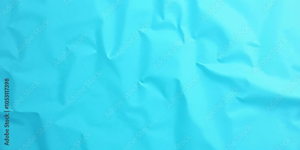 Obraz premium Paper Textured in Aquamarine to Cornflower Blue with Crumpled Plastic Sheeting Creating a Wavy Surface