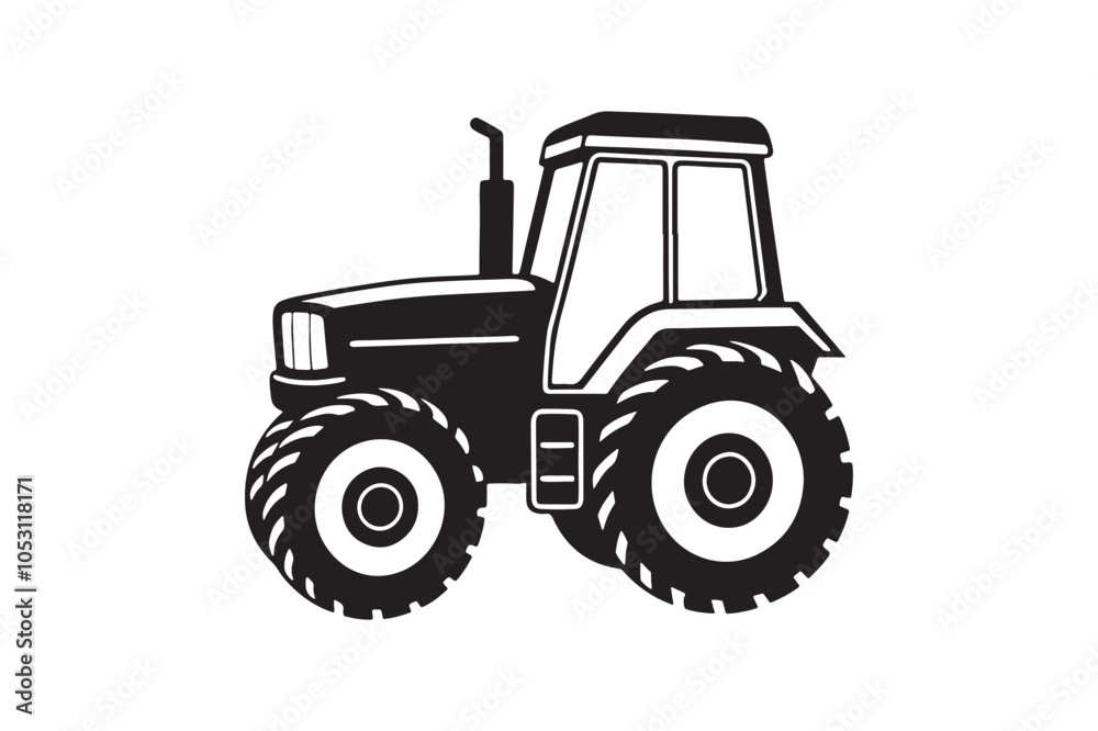 High-Quality Tractor Silhouette Vector Illustration, Tractor Silhouette High-Quality Tractor Silhouette Vector Illustration, Tractor Silhouette