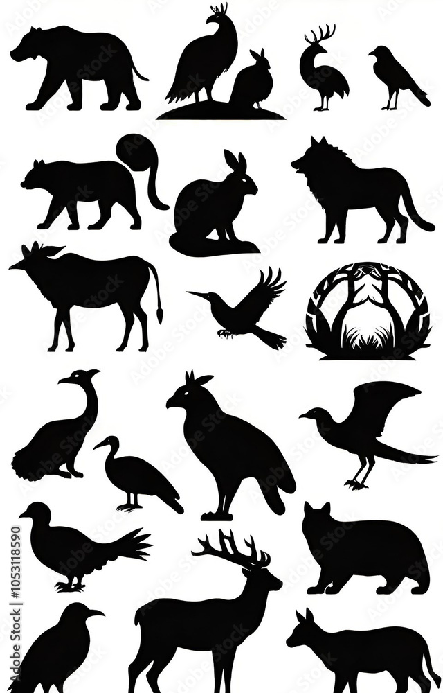 Fototapeta premium set of animals silhouettes