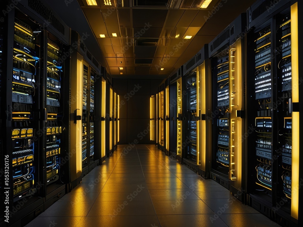 server rack in a center,rack in a row,server rack in the warehouse,rack ...