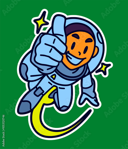 Boy Kid Astronaut Doodle Sticker Illustration