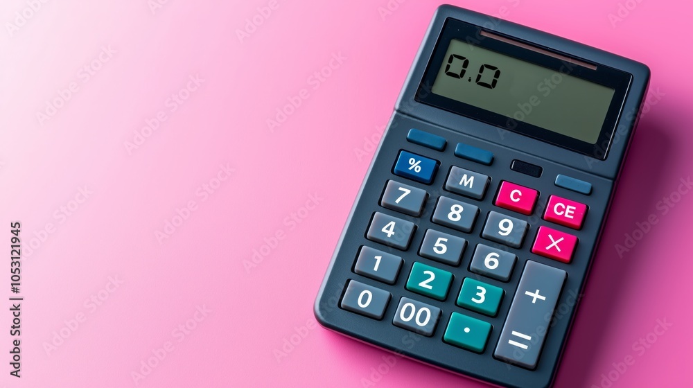 Simple Calculator on Pink Surface Simple Calculator on Pink Surface