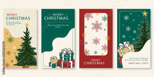 Collection of ready-to-print retro Christmas greeting cards. Get a classic look for this holiday season. Great for invitations, greeting cards, and more.
