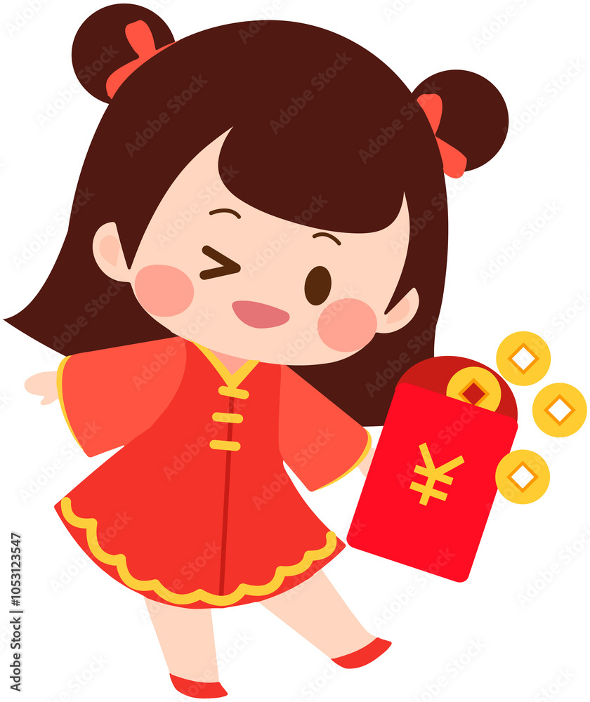 Happy child holding red envelope in hand
Happy child holding red envelope in hand