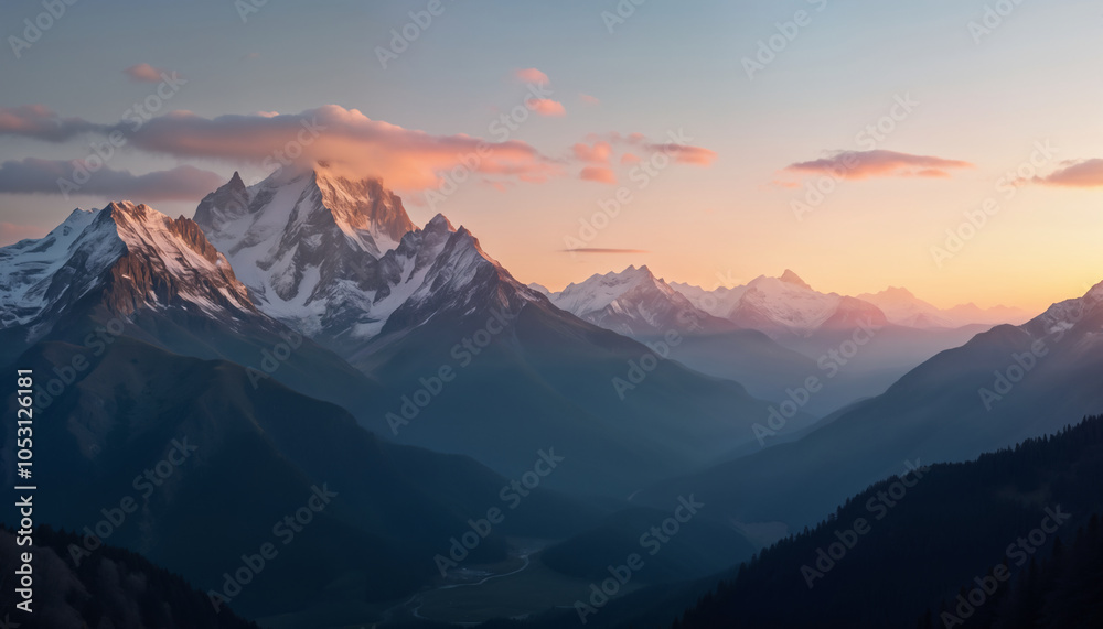 Stunning Mountain Landscape at Dusk Stunning Mountain Landscape at Dusk