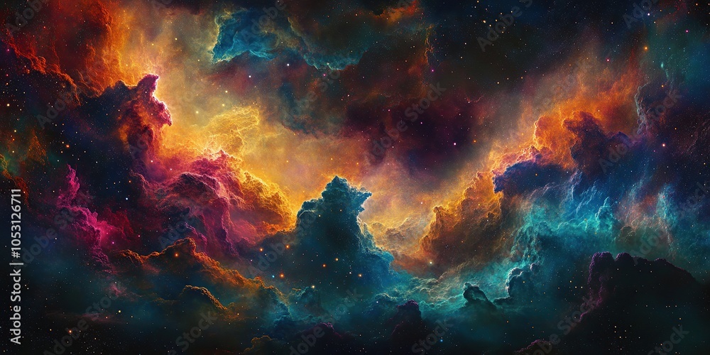 Fototapeta premium A vibrant nebula with swirling clouds of color
