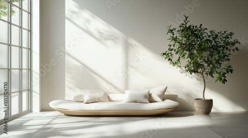 Minimalist Living Room with Sofa and Plant