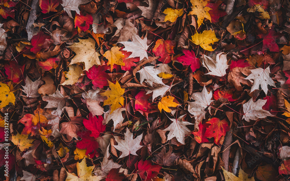 a dense forest floor pattern covered in dry autumn leaves with vibrant red, yellow, and brown a dense forest floor pattern covered in dry autumn leaves with vibrant red, yellow, and brown