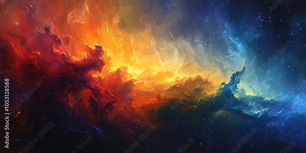 Fototapeta premium A vibrant nebula with swirling clouds of color