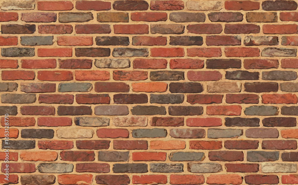 Fototapeta premium brick wall pattern with red bricks and natural mortar lines