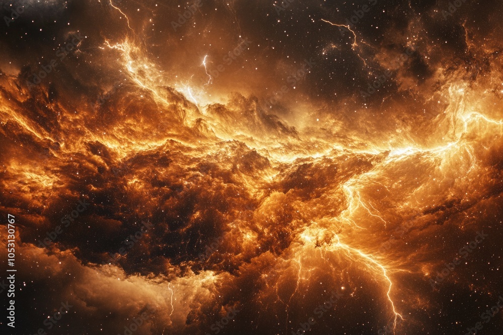 Fototapeta premium Orange Cloud in Space