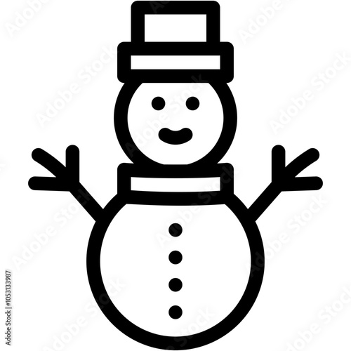 Vector Icon Snowman, Snow, Christmas Hat, Scarf, Xmas, Cold