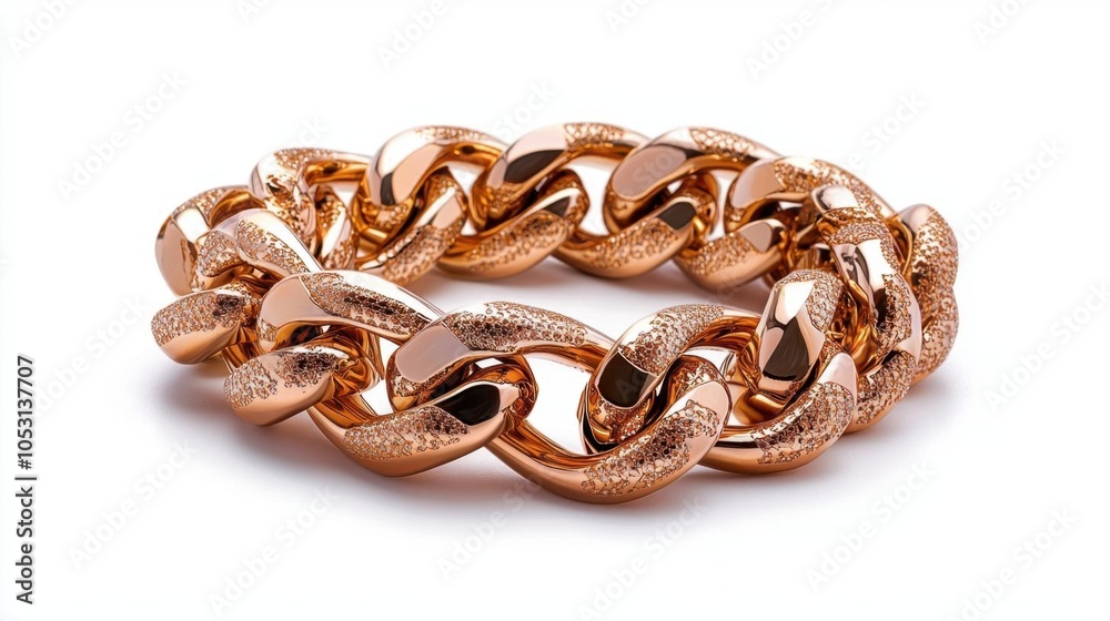 A photostock of a golden chain isolated on a white background, symbolizing luxury and fashion. A photostock of a golden chain isolated on a white background, symbolizing luxury and fashion.